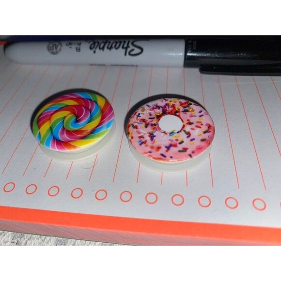 Two Mini PopSockets - Lollipop and Donut Pop Socket Phone Holder New Never Used - Picture 3 of 4